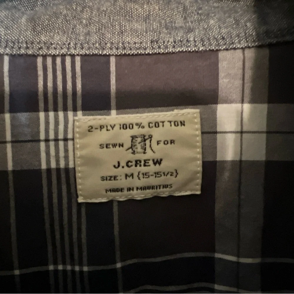J Crew Mens Medium Long Sleeve Oxford Gray Plaid Shirt.